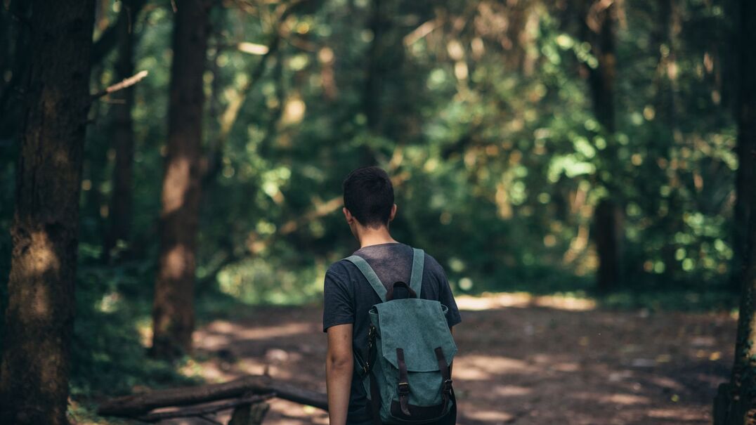 Teenage boy walking in nature
