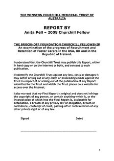 Churchill Fellowship Report