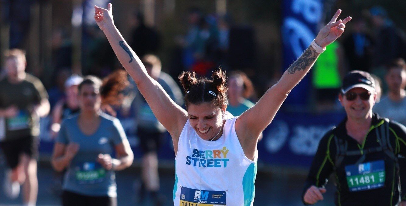 woman finishing a run