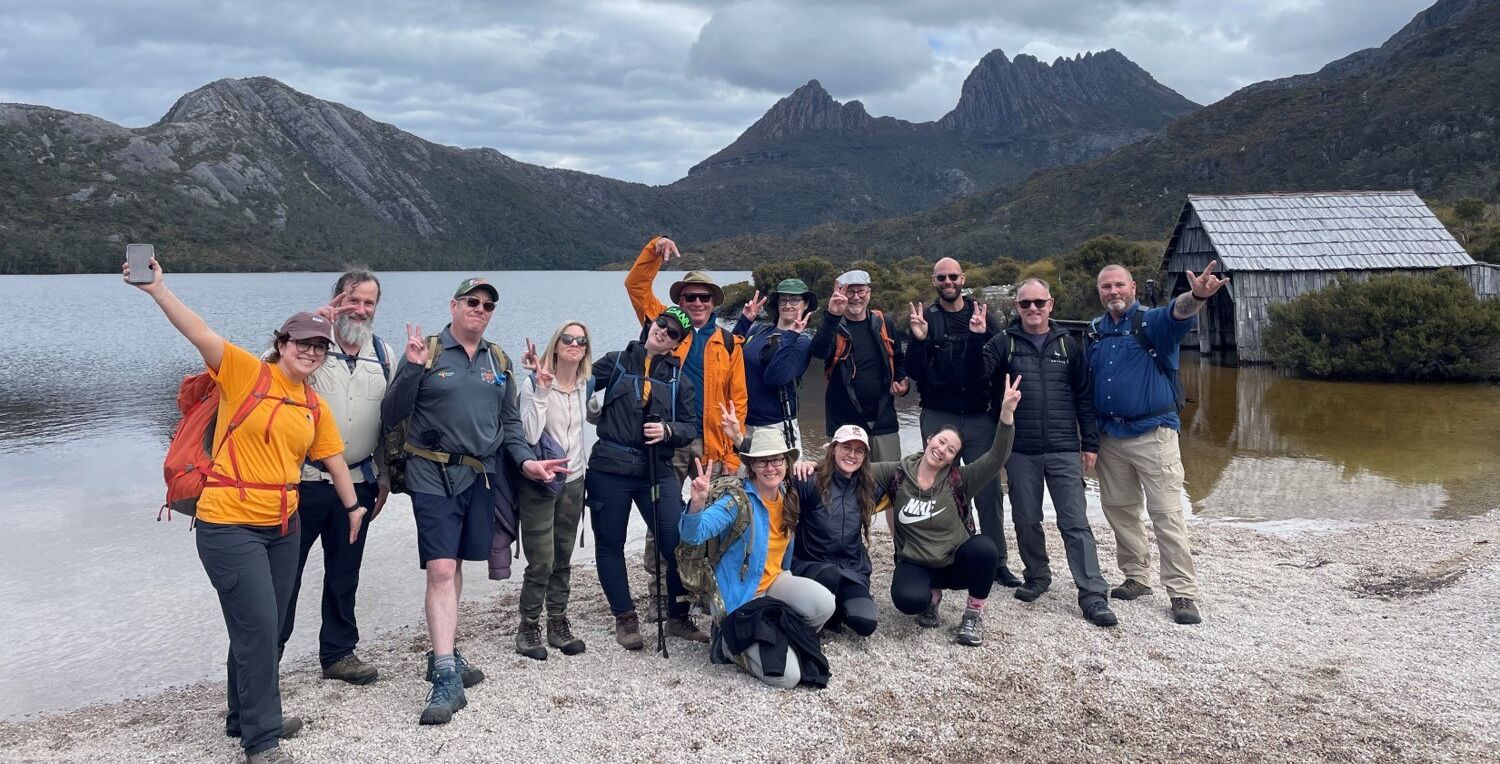 group of hikers at cradle mountain