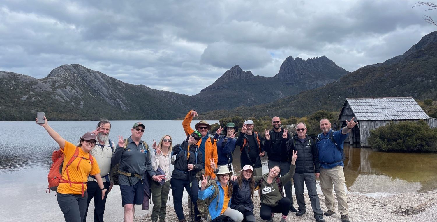 group of hikers at cradle mountain