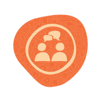 Decorative icon - representative of two people chatting with speech bubbles above their heads